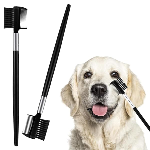 犬 猫 目やに取りコーム ペットアイコーム 目やにクリーナー 2本入り涙焼けクリーナー 軽量 持ち運び便利 涙焼け 犬 目元クリーナー 耳掃除 犬 猫 涙焼け 目やに対策 ペット用品 (ブラック)