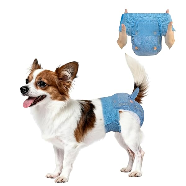 犬 おむつ 女の子用 男の子用 デニム風 犬オムツ 360°幅広伸縮ウエストバンド付きおむつカバー 漏れない 通気性 長時間 使い捨てマナーパンツ 発情期 生理 介護用 おしっこ吸収 おむつウェア 超小型犬 小型犬 中型犬 猫用 紙おむつ Sサイズ