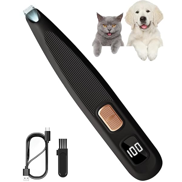 ペット用バリカン 犬 猫 バリカン USB充電 LEDディスプレー LEDライト付き 足裏 肉球 耳裏 顔周り お尻周り 部分カット 犬 猫 小動物に対応 自宅...