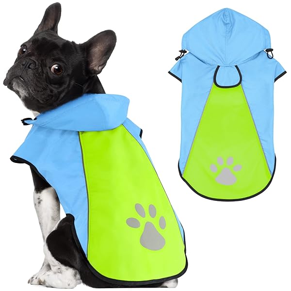 犬 レインコート - 防水反射性犬服調節可能なペットジャケット、梅雨対策防雪 防風 通気 小型犬から大型犬および子犬用の軽量 (S, グリーン)