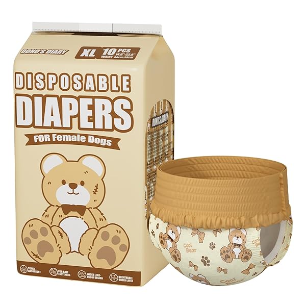 犬 おむつ 女の子用 くま柄 犬オムツ 360°幅広の伸縮ウエストバンド付きおむつカバー 漏れない 通気性 ..