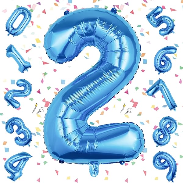 数字 バルーン 大きいブルー 誕生日 ナンバー 2 アルミ風船 32インチ ハッピーバースデー パーティー 成人式 入学 卒業式 記念日 お祝い 飾り付け