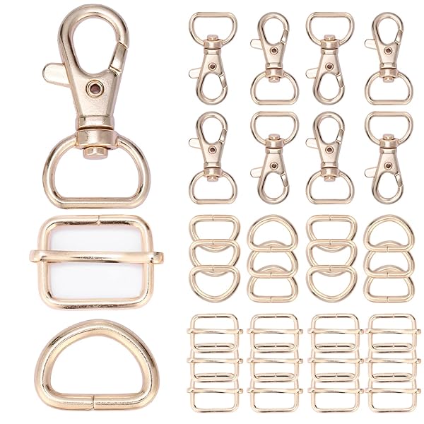 ナスカン 7個 Dカン 14個 リュックカン レバーナスカン 移動カン 14個 レザー 金具 ハンドメイド パーツ バックル (内径15mm, KCゴールド)