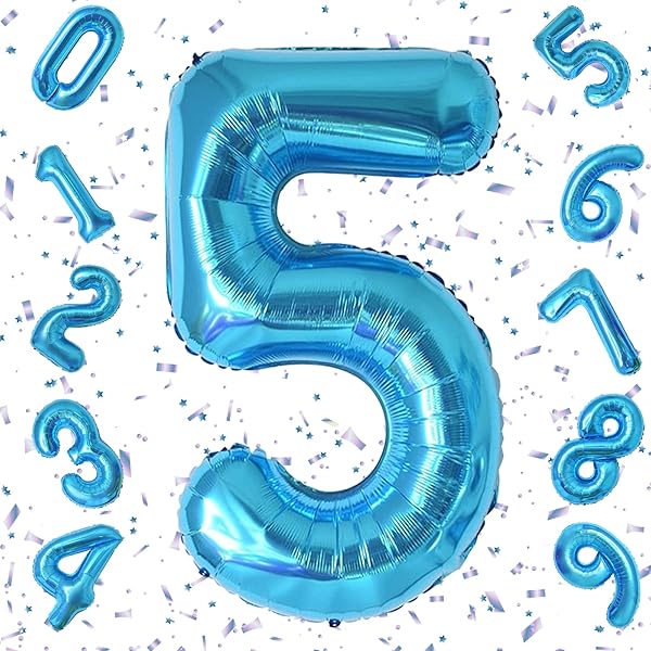 数字バルーン ブルー アルミ風船 誕生日 40インチ ナンバー5 ハッピーバースデー 飾り付け 男の子 女の子 ギフト 記念日 お祝い パーティー 結婚式 披露宴
