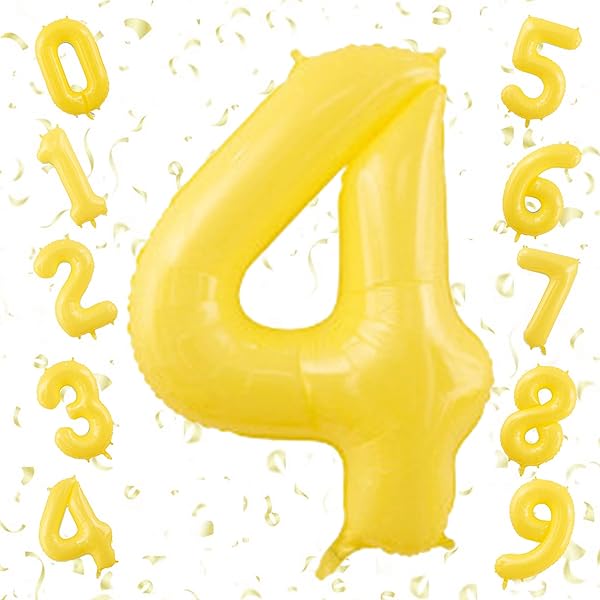 数字バルーン 大きい 40インチ 約100cm ナンバーアルミ風船 誕生日飾り付け 記念日 バースデーパーティー お祝い 成人式 卒業 入学 (4, 黄色)