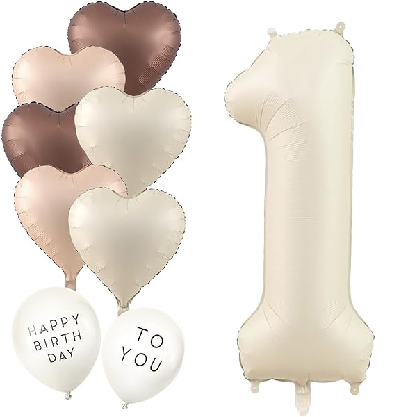 数字 バルーン くすみ 1歳 誕生日 飾り付け 風船 大きい ナンバーバルーン バースデー 男の子 女の子 (数字1, くすみホワイト）