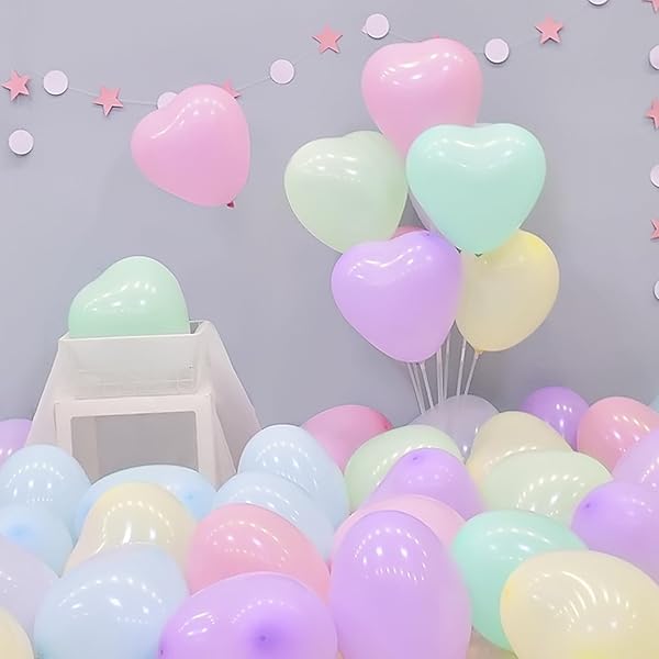 風船 バルーン ハート型 100個入れ バレンタイン 風船 ハート型 混合色 マカロンバルーン パーティー バルーン 赤 ピンク 誕生日会 ハート型 風船 告白 求婚 結婚式 記念日 飾り付け 装飾 ハートバルーン 6つ選択 カラフル (マカロンハー