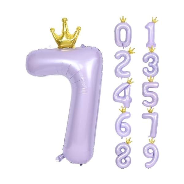バルーン 数字 風船 誕生日 40インチ 大きい ナンバー7 王冠付き クラウン バースデー 飾り付け パーティー 記念日 結婚式 男の子 女の子 約100cm 紫 ラベンダーブランド色ラベンダーモデルL-074商品説明【商品概要】【ナンバー“7”】大きな数字の「7」の形をしたバルーン♪トップにゴールド王冠がデザインされた、おしゃれ可愛いお祝い風船です。約100cmのビックサイズで、記念写真に人気！0～9のお好きな数字をお選びください。【特大サイズ】インパクトが大きい100cm！どんな場所でも映える数字バルーンはお誕生日や年齢をより特別なものにしてくれます。【再利用可能】丈夫で破けにくいアルミフィルム素材を使用しております。使用後はストローなどで空気を抜くことで繰り返しお使いいただけます。【華やかに演出】1年に1度の特別なお誕生日に、ナンバーバルーンと一緒に写真を撮ってもきっと素敵な思い出になります。ウェディング、新年会、忘年会の会場でもよく使われています。【風船屋】折りたたんだ状態でのとなります。（時に空気は入っていません。）商品改良のためメーカーの都合により、外観が予告なしに若干変更される場合があります。ヘリウムガスを入れれば浮きますが、ヘリウムガスは含まれておりません。空気を入れるためのハンドポンプは含まれておりません。【商品説明】【商品詳細】商品種別：風船・バルーン商品名：バルーン 数字 風船 誕生日 40インチ 大きい ナンバー7 王冠付き クラウン バースデー 飾り付け パーティー 記念日 結婚式 男の子 女の子 約100cm 紫 ラベンダー製造元：商品番号：L-074商品内容：7色：ラベンダー【当店からの連絡】