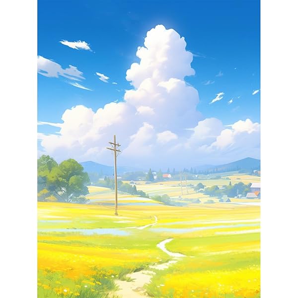 ダイヤモンドアート 黄金の田んぼ風景画 ダイヤモンド刺繍 ダイヤモンドペインティング 青空 白雲 モザイクビーズ アート全面貼人気 おしゃれ 大人 子供 DIY...