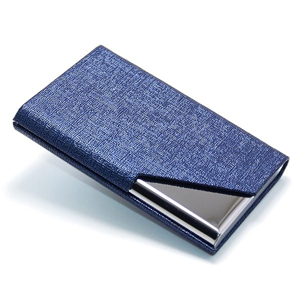 名刺入れ 高級名刺ケース ステンレス鋼カードケース 大容量 名刺が折れない 取り出し簡単 1秒開閉 男女兼用 赠り物 (ブルー)