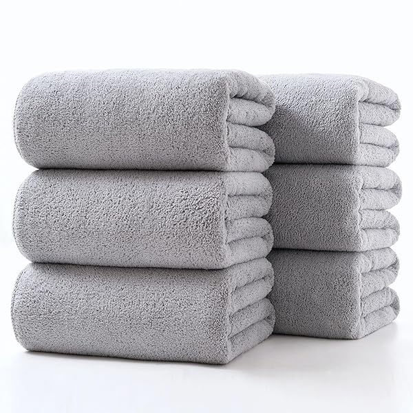 バスタオル ふわふわ 大判 [ 6枚セット ライトグレー 70*140cm ] ホテル仕様 タオル 吸水速乾 柔らか肌触り エステタオル 業務用 サロン お風呂上がり耐久性 バス用品