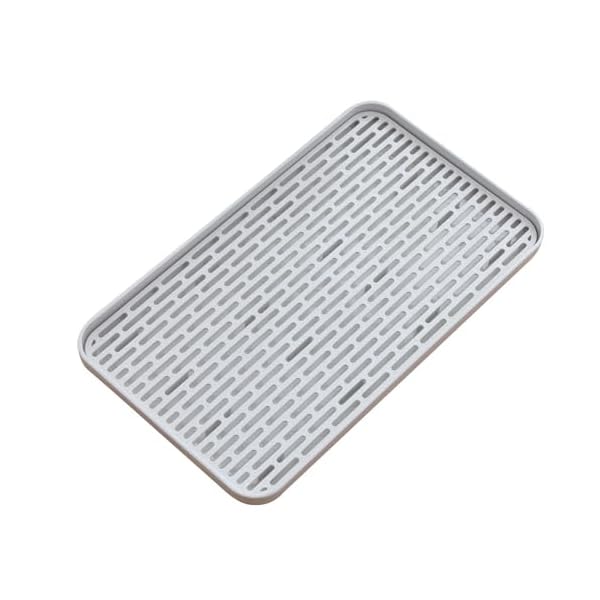 水切りラック 飲み物切り水切りカゴ ラック 飲み物乾燥 抗菌無臭 水洗いやすい 省スペース 二重プラスチックの茶器 茶卓のコップ 水気が滴り落ちる 収納 ディッシュラック ホワイト (31*17.5*2.2CM)