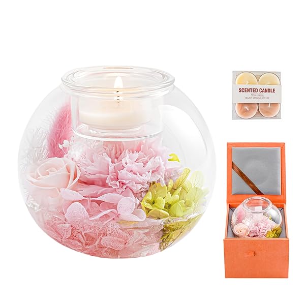 プリザーブドフラワー ギフト キャンドルホルダー 母の誕生日 年配女性へのプレゼント 敬老日 枯れない..