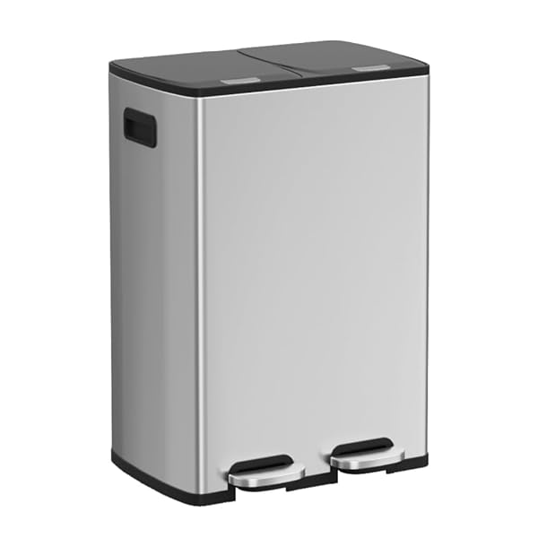 ゴミ箱 ふた付き 分別 2×30L（ゴミ袋2ロール付き）自立式ステンレス製ゴミ箱 密閉 静音 おしゃれ キッチン 屋外 大容量 ペダル式ゴミ箱