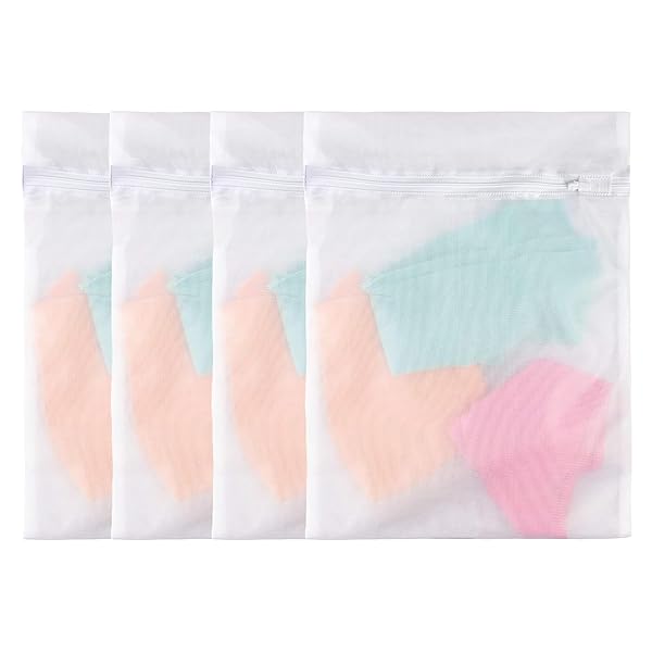 洗濯ネット 4枚セット 衣類の絡み防止・型崩れ防止 メッシュ細かい ファスナー付き 消臭加工 ドラム式対応 破れにくい 耐久性 大容量 ランドリーネット S(40*30cm)x4