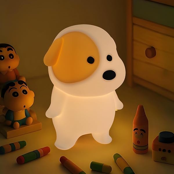 犬の子供用ナイトライト、かわいい ベビーナイトライト、音付きRGBベビー用ナイトランプ、シリコン製、USBタッチライト充電式、かわいい子供部屋・ベビールームデコ 室内照明に適