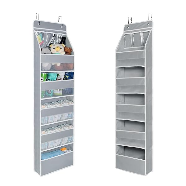 ウォールポケット 壁掛け収納 6段 【2024変形防止設計】 ドア掛け 収納ポケット 壁掛け 吊り下げ収納ポケット PVCポケット3個付き 大容量 不織布 頑丈 メッシュ窓 おむつ タオル 化粧品 おもちゃ 収納 弾性フック2個付き (グレー)