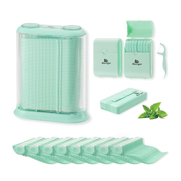 Himgy Whitening Mint デンタルフロスピックキット - ツインライン&ダブルクリーンフロッサー、人間工学に基づいたハンドル、プレミアム耐久性、詰め替え可能なつまようじディスペンサー、614カウント