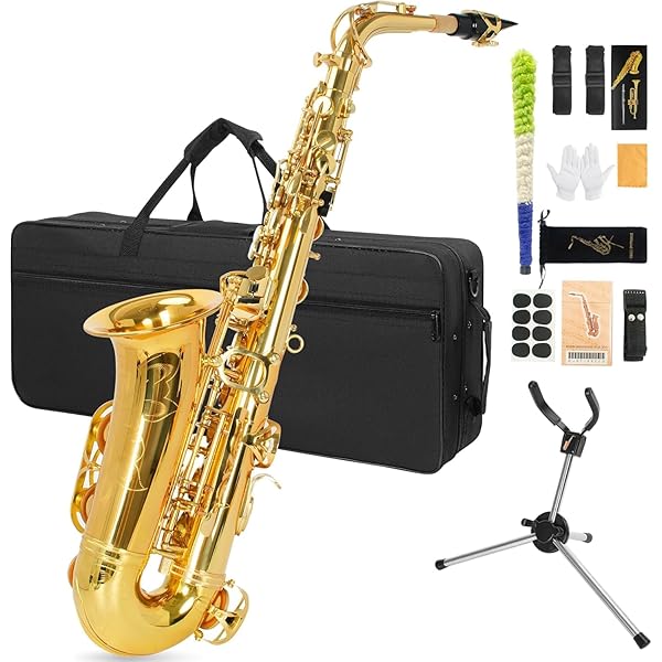 サックス 初心者 アルトサックス Eb Saxophone ゴールドラッカー 保護ケース付き 彫刻入り サックス入門セッ