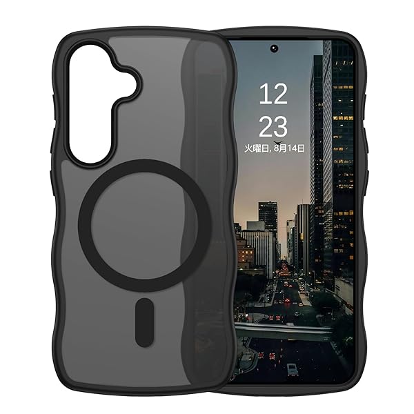 Samsung S25/S24 ケース ウェーブ MagSafe対応 半透明 Galaxy25 Galaxy24 マグセフケース うねうね 可愛い 耐衝撃 指紋防止 マグネット ワイヤレス充電 マット感 滑り止め ギャラクシー S24/S25 なみな