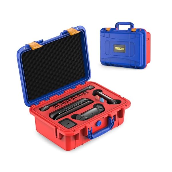 Switch 2 収納ケース 防水 スイッチ2 キャリーケース 防塵 防汚 耐衝撃 全面保護 大容量 Switch 2 本体/Joy-Con/Proコントローラー/電源アダプタ/12枚ゲームカード全部収納可能 (レッド＆ブルー)