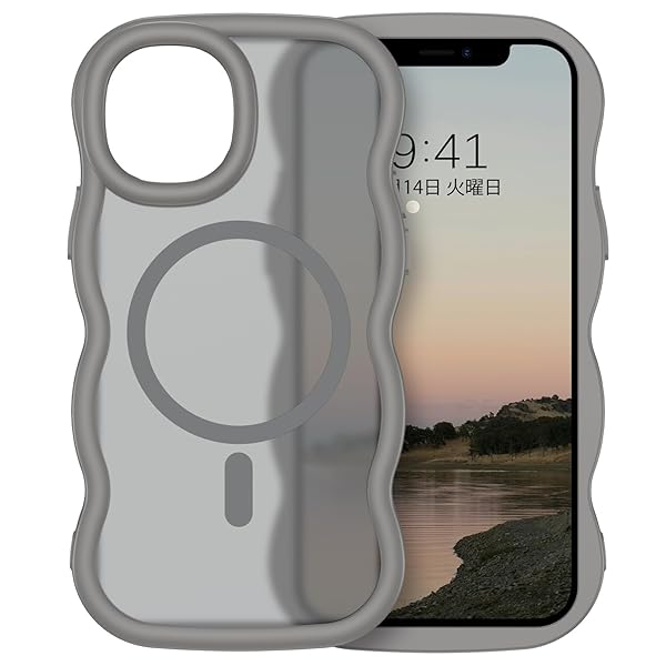 iPhone13 iPhone14 ケース MagSafe対応 ウェーブ 半透明 いphone13 いphon14 可愛い マグセフ ケース うねうね 可愛い クリア 耐衝撃 指紋防止 スマホケース iPhone13/14 マグネット バンパー ワイ