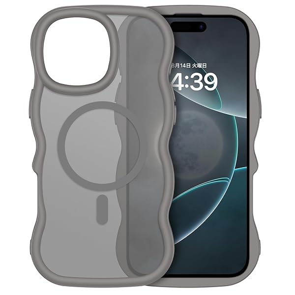 iPhone16Pro ケース MagSafe対応 ウェーブ 半透明 いphone 16Pro マグセフ 可愛い ケース うねうね 韓国 クリア 人気 バンパー 耐衝撃 指紋防止 ワイヤレス充電 マット感 滑り止め スマホケース iPhone16Pr