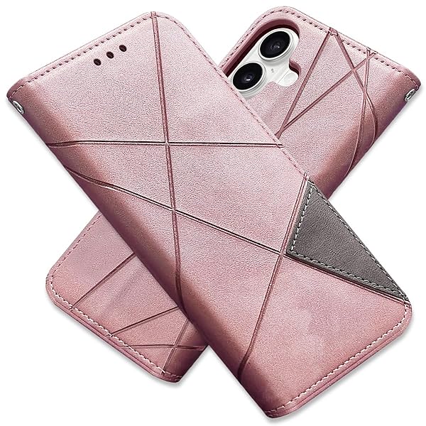 乐天商城 - ケース 用の iPhone17 アイフォン17 手帳型 財布型 レザー スマホケース カード収納 マグネット式 スタンド機能 高級PUレザー 携帯カバー 耐衝撃 レンズ保護 擦り傷防止 ストラップホール付き おしゃれ 人気 （ローズゴールド）