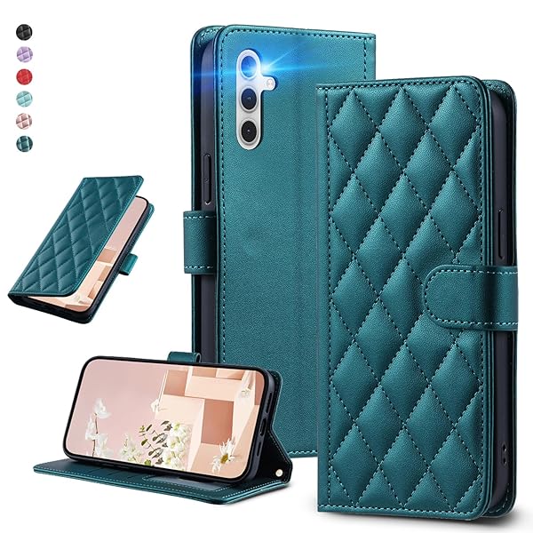UnivoColors Galaxy A55 5G(SC-53E/SCG27)キルティングレザー調 手帳型ケース エレガント 高質PU マグネット開閉式 カード収納機能 スタンド機能 液晶全面保護 レンズ保護 ストラップ付属(グリーン)