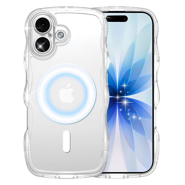 iPhone17 ウェーブ Magsafe対応 ケース クリア いphone 17 ソフトうねうね 透明 マツと感 かわいい 人気 韓国 耐衝撃 おしゃれ 黄ばみなし 米軍規格 耐衝撃 マグセーフ リング マグネット 滑り止め なみなみ アイフォン