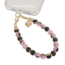 スマホストラップ キラキラハンドストラップ オシャレなパールストラップ ファッション スマホアクセサリー 女性用 アウトドア用 パッチ1枚付き 紫黒色