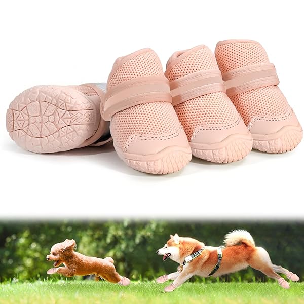 犬靴 犬用ブーツ ドッグシューズ 夜間反射テープ付 軽量通気 メッシュ 抗菌防臭 吸水速乾 履