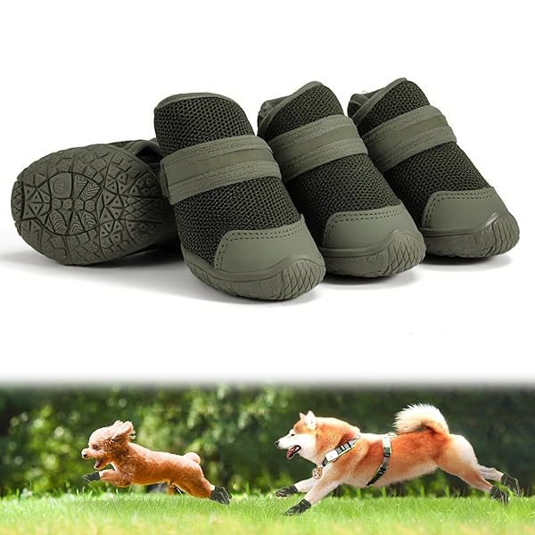 犬靴 犬用ブーツ ドッグシューズ 夜間反射テープ付 軽量通気 メッシュ 抗菌防臭 吸水速乾 履