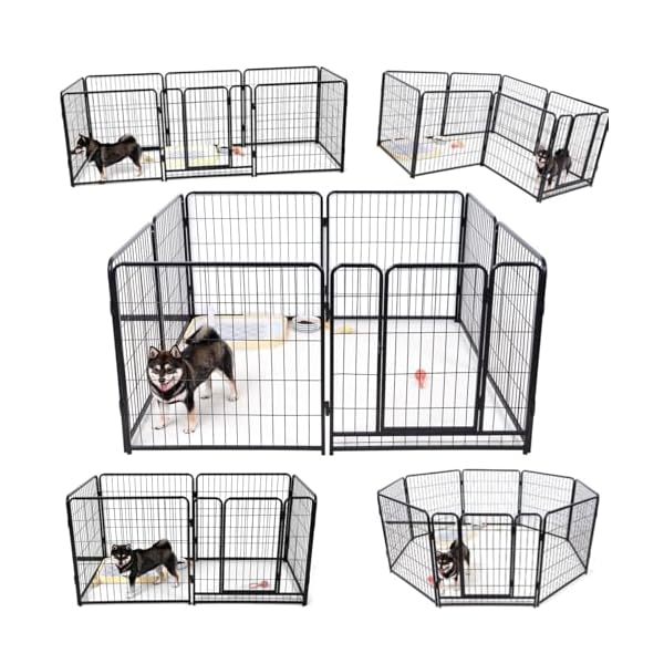 乐天商城 - ペットサークル 中大型犬用 スチール製 犬 ケージ 犬用フェンス コンパクト 組立簡単 複数連