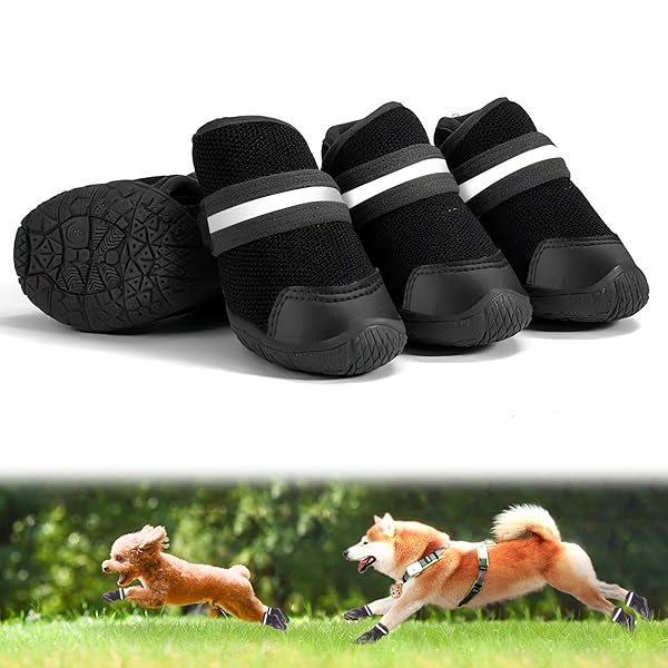 犬靴 犬用ブーツ ドッグシューズ 夜間反射テープ付 軽量通気 メッシュ 抗菌防臭 吸水速乾 履