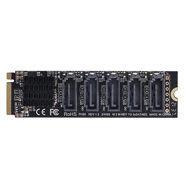 NGFF NVME M-Key PCI Express to SATA 30 6Gbps 5ポート アダプター コンバーター ハードドライブ拡張カー