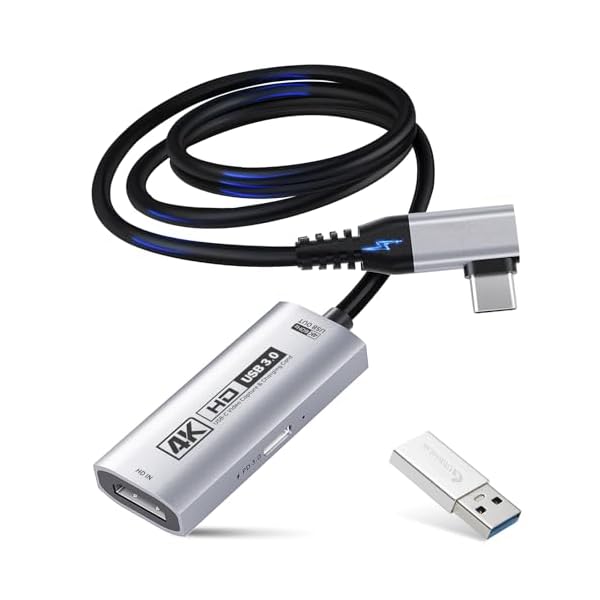 4K USB30 HDMIキャプチャカード ストリーミング用 PD100W 90°USBC 33フィート 4K@60FPS 1080P@240FPS HDMI - US