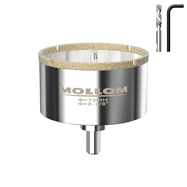 乐天商城 - 2-7/8” (73mm) ダイヤモンドホールソー 1個入り、取り外し可能なガイドドリルビット2本付き、