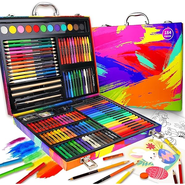 お絵かきセット【新登場 双頭式色鉛筆 クレヨン 水性ペン 184ピース】お絵描きセット お絵描 ever-leaf-10098142 ever-leaf パッケージ画像