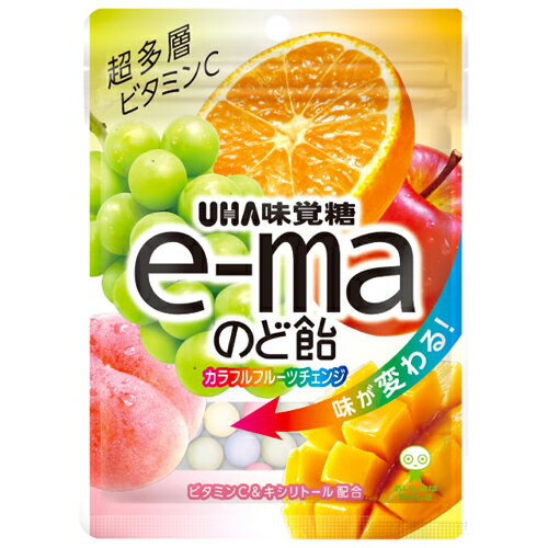 味覚糖 e-maのど飴 袋 カラフルフルーツチェンジ 50g×6個×2セット ユーハ味覚糖/のどあめ/キャンディ/キャンデー/ビタミンC