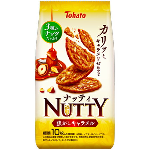 東ハト ナッティ・焦がしキャラメル 10枚入り(40g)×12個×2セット キャラメリゼ/ナッツ/ビスケット/クッキー/菓子/おやつ