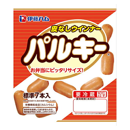 （商品説明） やわらかく食べやすい皮なしウインナーです。お子様からご年輩の方まで家族みんなで楽しめる美味しさです。 (原材料） 鶏肉（国産又は輸入）、豚脂肪、豚肉、結着材料（植物性たん白、でん粉、卵たん白）、糖類（水あめ、ぶどう糖、砂糖）、食塩、脱脂粉乳、香辛料／炭酸カルシウム、リン酸塩（Na）、調味料（アミノ酸等）、酸化防止剤（ビタミンC）、pH調整剤、発色剤（亜硝酸Na）、（一部に小麦・卵・乳成分・大豆・鶏肉・豚肉を含む） (栄養成分表） 1パック（50g）当たり熱量145 kcal・たんぱく質5.9g・脂質12.2g・炭水化物2.9g・食塩相当量1.1gカルシウム317mg （アレルギー） 小麦、卵、乳成分、大豆、鶏肉、豚肉