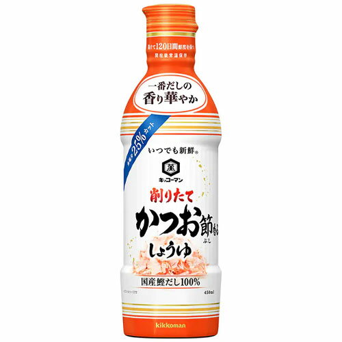 キッコーマン　いつでも新鮮　削りたてかつお節香るしょうゆ　450ml×12本×2セット【送料無料】