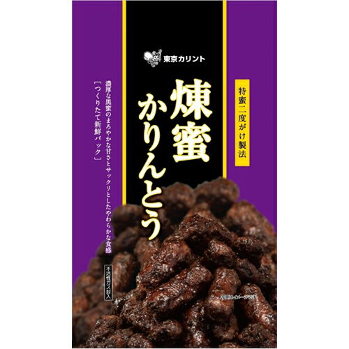 【商品説明】 サックリとした極太の生地に当社独自の二度がけ製法で蜜を絡めました。 濃厚な黒蜜のまろやかな甘さとやわらかな、やさしい食感がお楽しみいただけます。 サックリとした極太の生地に当社独自の二度がけ製法で蜜を絡めました。 濃厚な黒蜜のまろやかな甘さとやわらかな、やさしい食感がお楽しみいただけます。 【原材料】 小麦粉（国内製造）、黒砂糖、グラニュー糖、植物油脂、水飴、上白糖、でんぷん、胡麻、小麦たんぱく、でんぷん分解物、イースト／着色料（カラメル） 【栄養成分表】 100g当たり　エネルギー511kcal、たんぱく質5.2g、脂質26.4g、炭水化物63.1g、食塩相当量0.02g 【アレルギー】 原材料に含まれるアレルギー物質（28品目） 小麦、ごま 同工場で使用しているアレルギー物質（28品目）卵、乳成分、アーモンド、大豆