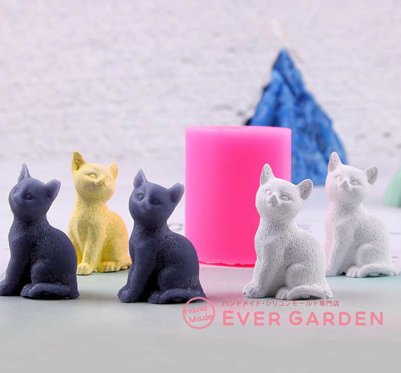 猫 ネコ シリコンモールド レジン 手作り 石鹸 樹脂 粘土 レジン シリコン モールド シリコン型 抜き型 キット 道具 【オススメ】 UVレジン ローソク 土台 手芸 オルゴナイト 型 シリコンのサムネイル