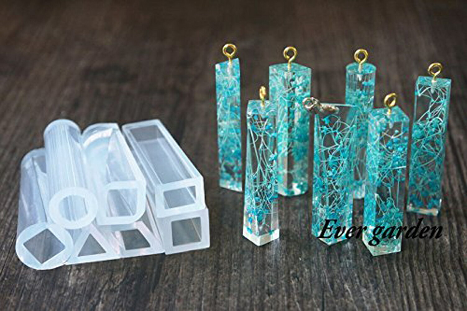 レジン 7本セット 長方形 正方形 丸 三角 シリコンモールド レジン ネックレス アクセサリー パーツ 作成 シリコン モールド シリコン型 抜き型 キット 道具 【オススメ】 UVレジン アロマワックスバ