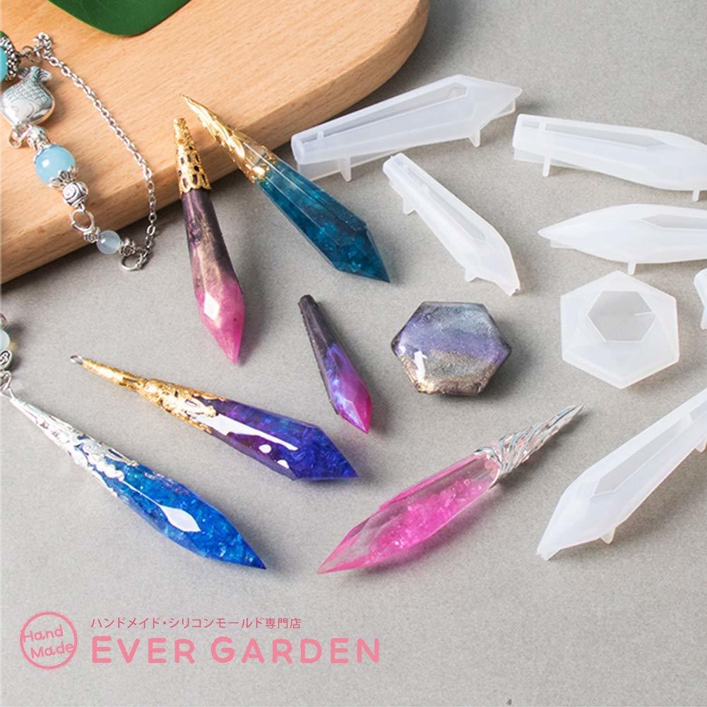 シリコンモールド 水晶 宝石 ペンデュラム 13個セット レジン シリコンモールド UVレジン オルゴナイト エポキシ樹脂 樹脂粘土 型 抜き型 キット 道具 イヤリング ペンダント ネックレス