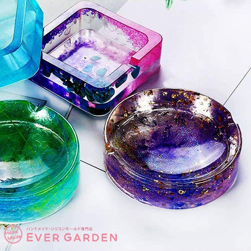 小物入れ 灰皿 2個セット 抜き型 シリコンモールド オルゴナイト uvレジン アロマ...