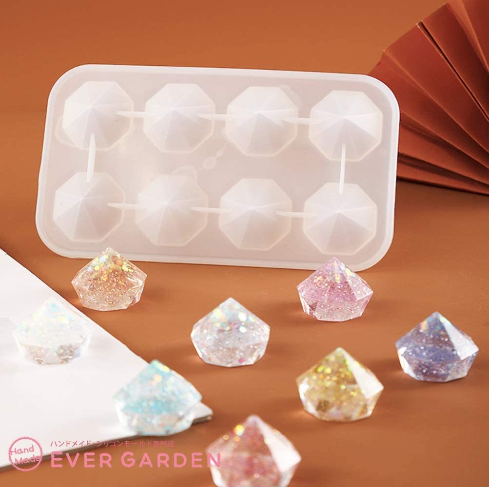 宝石 ダイヤ 8個 レジン シリコンモールド オルゴナイト uvレジン アロマストーン ...