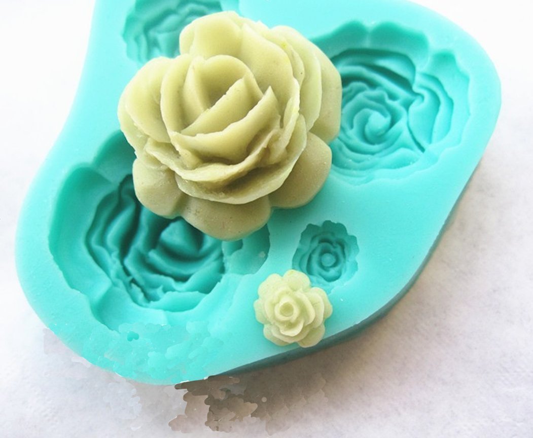 シリコンモールド レジン　薔薇 2枚セット バラ ハンドメイド 新入荷 クレイアート プレゼント アクセサリー ローズ アロマキャンドル オルゴナイト 立体的 花びら 乙女 花 4サイズ 大小 リアル 植物 石けん 石鹸格安通販　バレンタイン　人気　ランキング